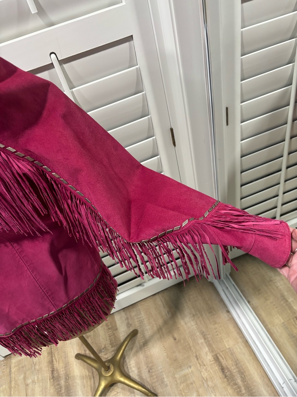 Double D Ranch Magenta Suede Fringe Jacket with Stud Accents - Picture 6 of 11